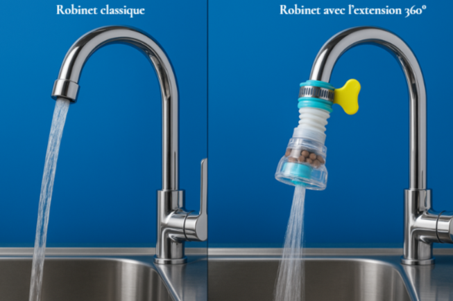 Extension de robinet rotatif 360°